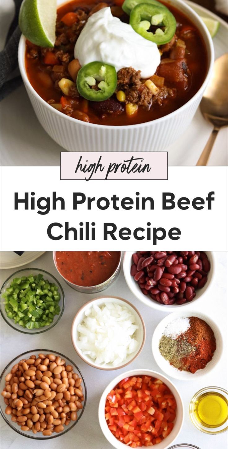 high protein beef chili recipe in a bowl