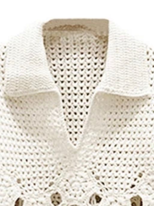 Casual and elegant style. European design. Soft and chic. V-neck. Long sleeves. Crop top. Pull on. Loose fit. Measurement: shoulder 54 cms, bust 106 cms, length 49 cms. Color may be lighter or darker depending of the device it is displayed. Chic V-neck Knit Top With Seamless Collar, Beige V-neck Crop Top For Fall, Trendy Knit V-neck Crop Top, White Knit V-neck Crop Top, White V-neck Top With Seamless Collar, Chic Knit V-neck Blouse, Fall V-neck Crochet Top, Elegant V-neck Knit Blouse, Elegant White V-neck Crochet Top