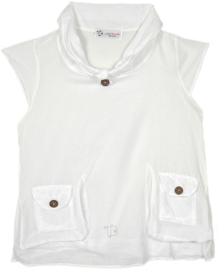 Cotton sleeveless tunic top with a gathered neck design and two functional front pockets.  Made from breathable, lightweight cotton, this one-size-fits-all tunic offers comfort and ease of movement. #tlb #Sleeveless #Crinkle #vacationclothing #beachwrap #bohemianfashion White Sleeveless Top With Pockets, Spring Sleeveless Tops With Side Pockets, Relaxed Fit Sleeveless Top With Pockets, Sleeveless Spring Tops With Side Pockets, Sleeveless Summer Tops With Side Pockets, White Summer Top With Side Pockets, White Summer Tops With Side Pockets, Spring Sleeveless Blouse With Pockets, Summer Sleeveless Blouse With Pockets