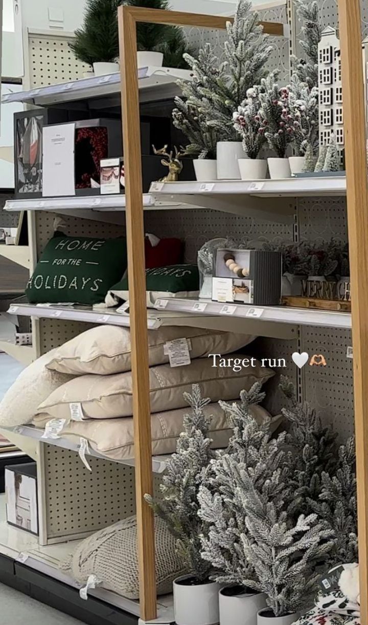 the shelves are filled with christmas trees and other holiday decorating items for sale at target