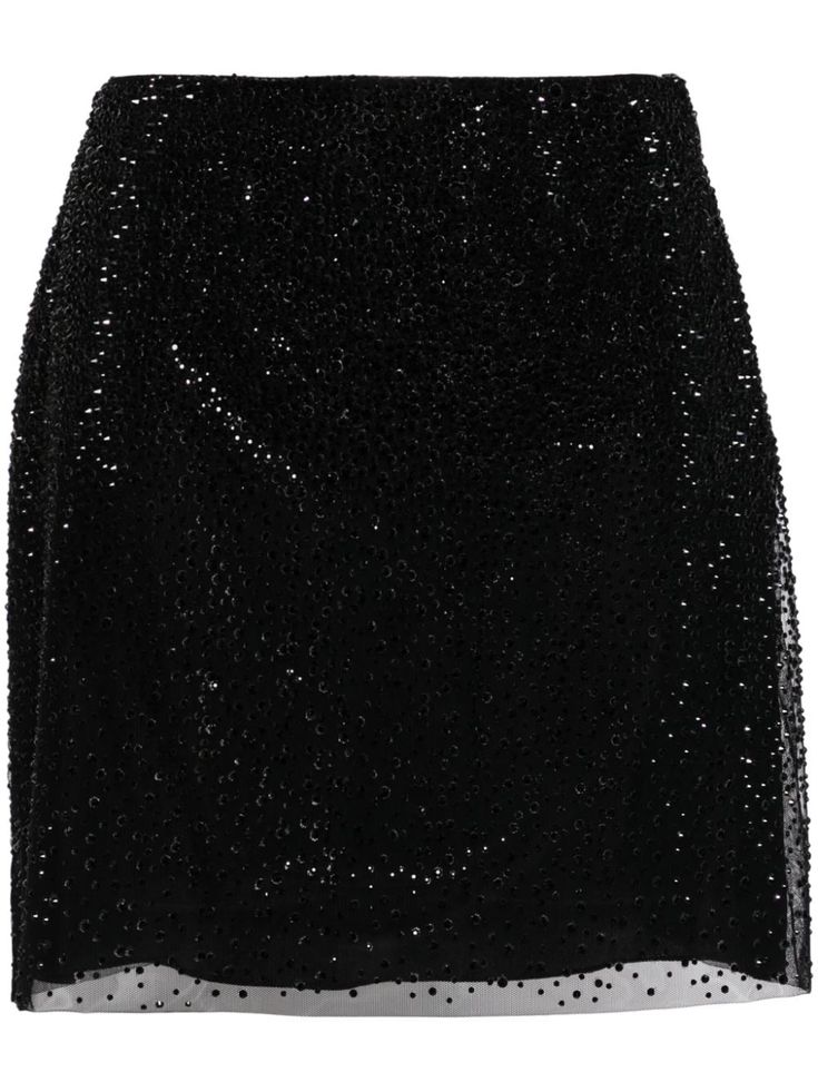 black crystal embellishment high-rise A-line side zip fastening thigh-length straight hem Halloween Disco, Mini Skirt Black, Ermanno Scervino, Crystal Embellishment, Black Crystals, Black Skirt, Skirt Black, A Line Skirts, Side Zip