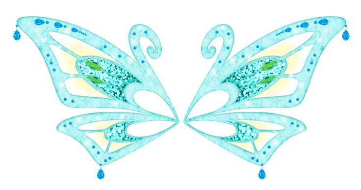 two watercolored butterflies with blue and yellow accents on their wings, facing each other