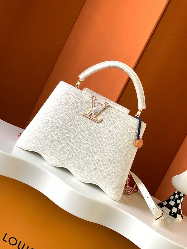 . Luxury White Flap Bag As A Gift, Tas Louis Vuitton, Tas Lv, Louis Vuitton Yayoi Kusama, San Sebastian Spain, White Louis Vuitton, Louis Vuitton Capucines, Luxury Bags Collection, Inspired Handbags