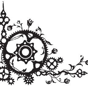 a black and white drawing of gears on a white background