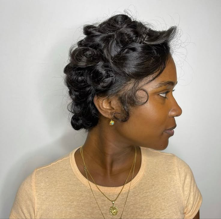 Jet Black Silk Press, Black Silk Press, Natural Hair Bob Cut, Pin Curl Hair, Tiktok Hairstyles, Dainty Jewelry Gold, Black Hair Curls, Silk Press Hair, Hair And Skin Vitamins