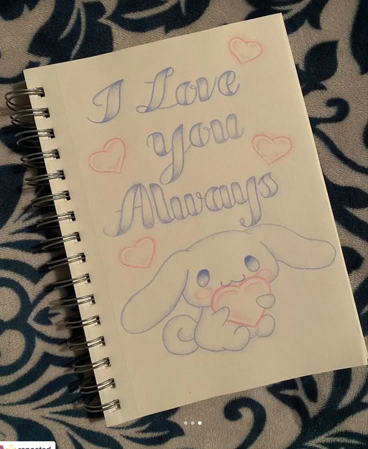 i love you always drawing on a notebook