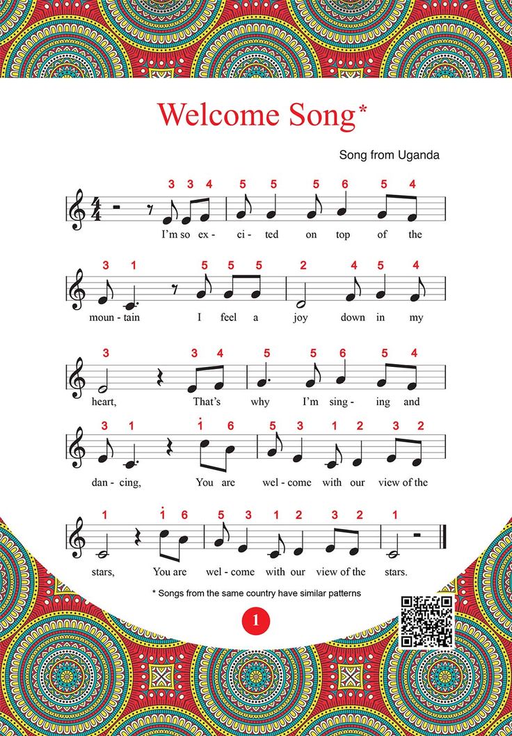 the welcome song with music notes on it