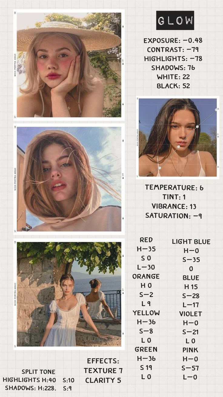 an ad for glow cosmetics with four different photos and text on it, including the words glow