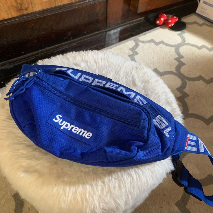 Supreme Phany Pack Never Worn Great Condition No Rips Or Stains Comes With Original Bag It Came In And Sticker Designer Blue Crossbody Bags, Blue Rectangular Belt Bag With Removable Pouch, Blue Crossbody Bag With Dust Bag Included, Blue Rectangular Belt Bag For Travel, Blue Large Capacity Pouch Bag, Blue Pouch Belt Bag For Daily Use, Large Capacity Blue Pouch Bag, Blue Belt Bag With Removable Pouch, Blue Rectangular Belt Bag For Daily Use