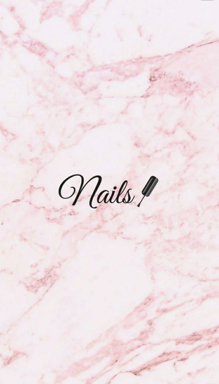 the word nails is written in black ink on a pink marble surface