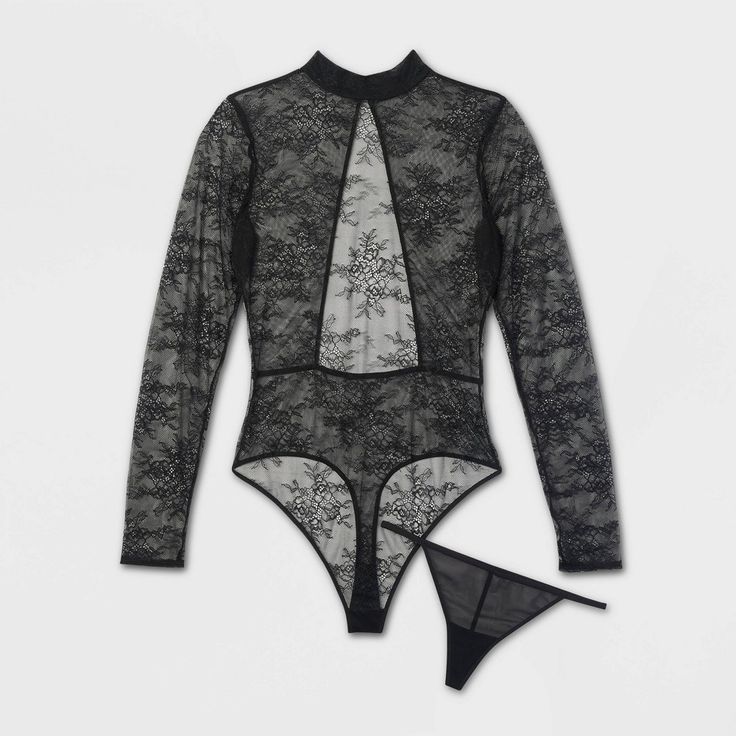 Flaunt your gorgeous, feminine style with this Allover Lace Lingerie Bodysuit from Auden™. The long-sleeve lingerie bodysuit is made with soft, stretchy fabric with a cotton gusset to help keep you comfy from day to night, and the sheer design elevates the look. You’ll love the delicate lace detailing, and the back button and crotch snap closures allow for ease of wear. Auden™: Comfort true to every shape & hue. Lingerie Slip Dress, Bra Measurements, Lingerie Bodysuit, Target Clothes, Your Gorgeous, Bodysuit Lingerie, Lace Lingerie, Mesh Long Sleeve, Black Xs