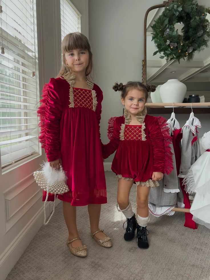 Victoria Red Velvet Dress – Petite Maison Kids Elegant Festive Dresses With Ruffles, Festive Elegant Ruffled Dresses, Festive Long Sleeve Velvet Dress, Festive Long-sleeve Velvet Dress, Elegant Red Carpet Festive Dresses, Elegant Festive Velvet Dress, Elegant Christmas Red Carpet Dress, Party Velvet Burgundy Dress, Elegant Velvet Dress For Fancy Occasions