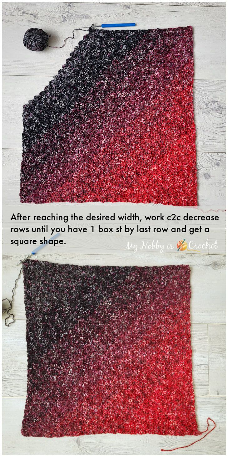 two pictures showing how to crochet the same stitch on each piece of yarn