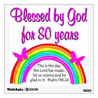 a card with the words, blessing by god for 30 years and rainbows on it