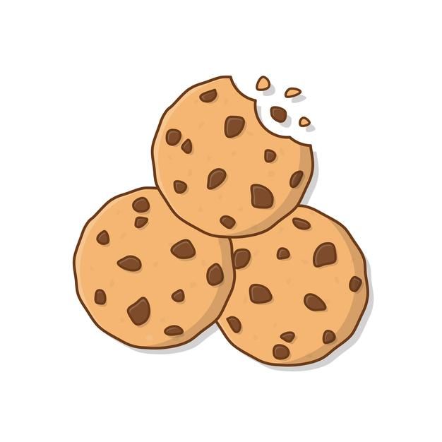 three chocolate chip cookies with sprinkles on white background stock photo and royalty