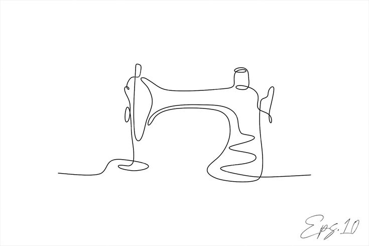 a line drawing of a sewing machine