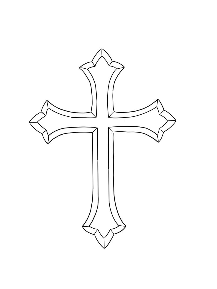 a black and white drawing of a cross