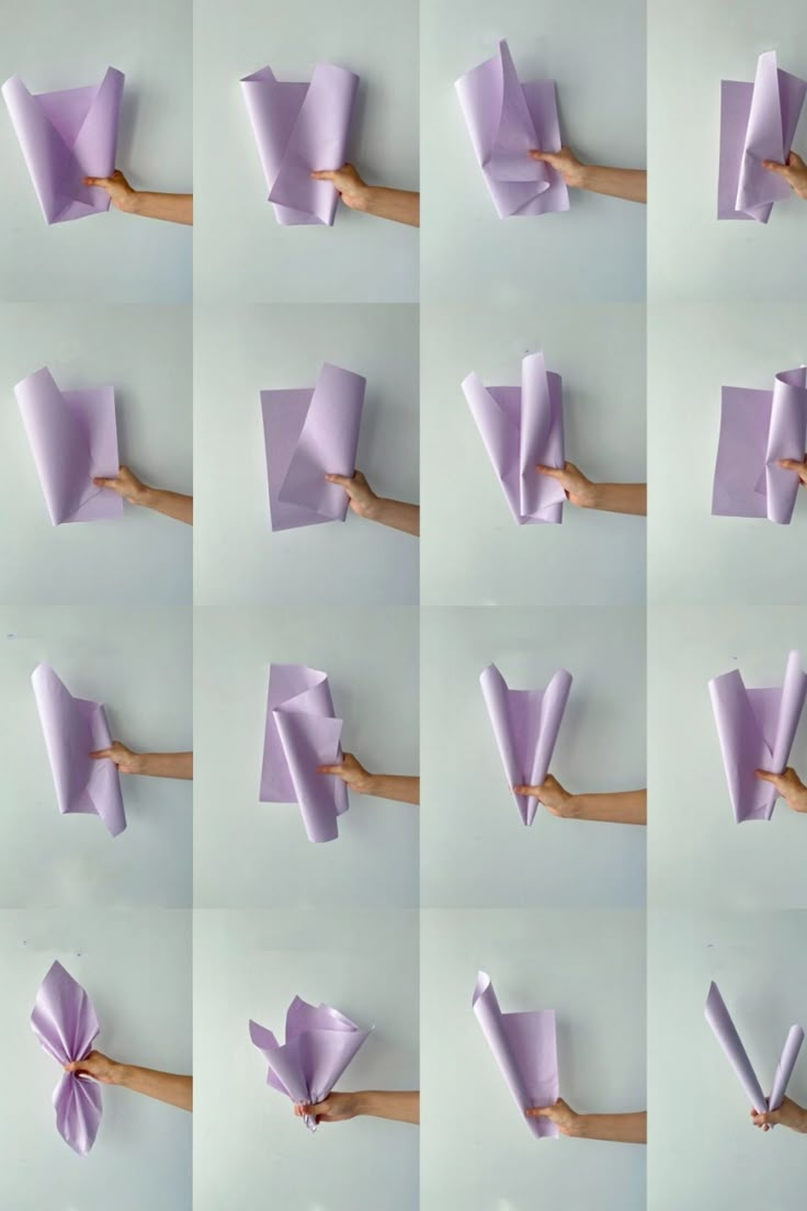 several images of how to make origami flowers