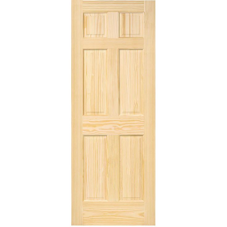 a wooden door with four panels on the front and side paneled in light wood