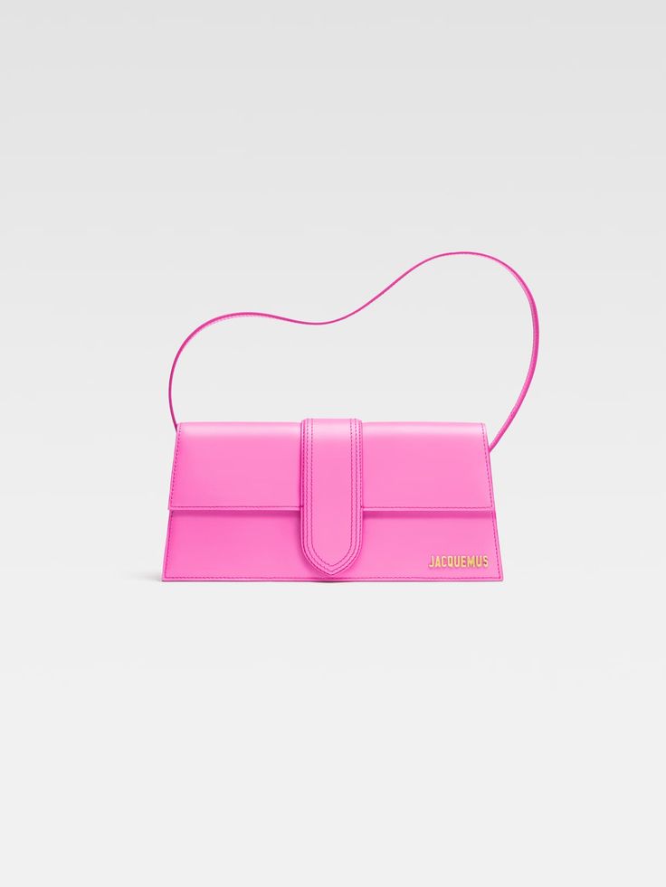 LE BAMBINO LONG Classic Pink Flap Bag With Top Handle, Classic Pink Top Handle Flap Bag, Designer Double Flap Bag With Top Carry Handle, Pink Leather Double Flap Bag, Pink Double Flap Bag For Evening, Pink Double Flap Evening Bag, Pink Evening Bag With Double Flap, Pink Double Flap Shoulder Bag With Detachable Strap, Pink Rectangular Shoulder Bag With Fold Over Clasp