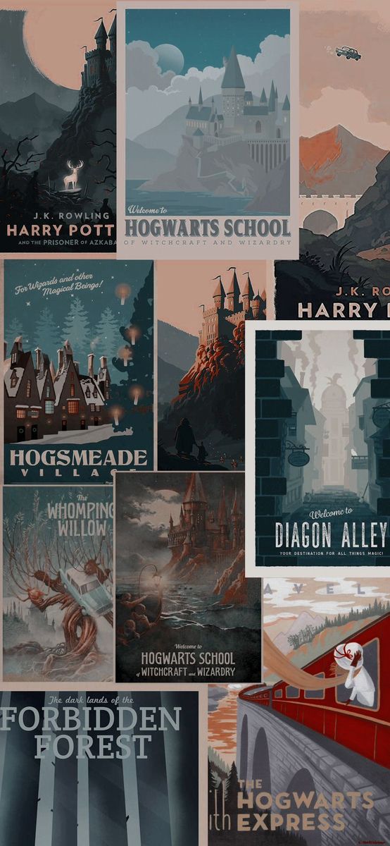 the hogwarts school posters are all different colors and sizes, but there is no image on them