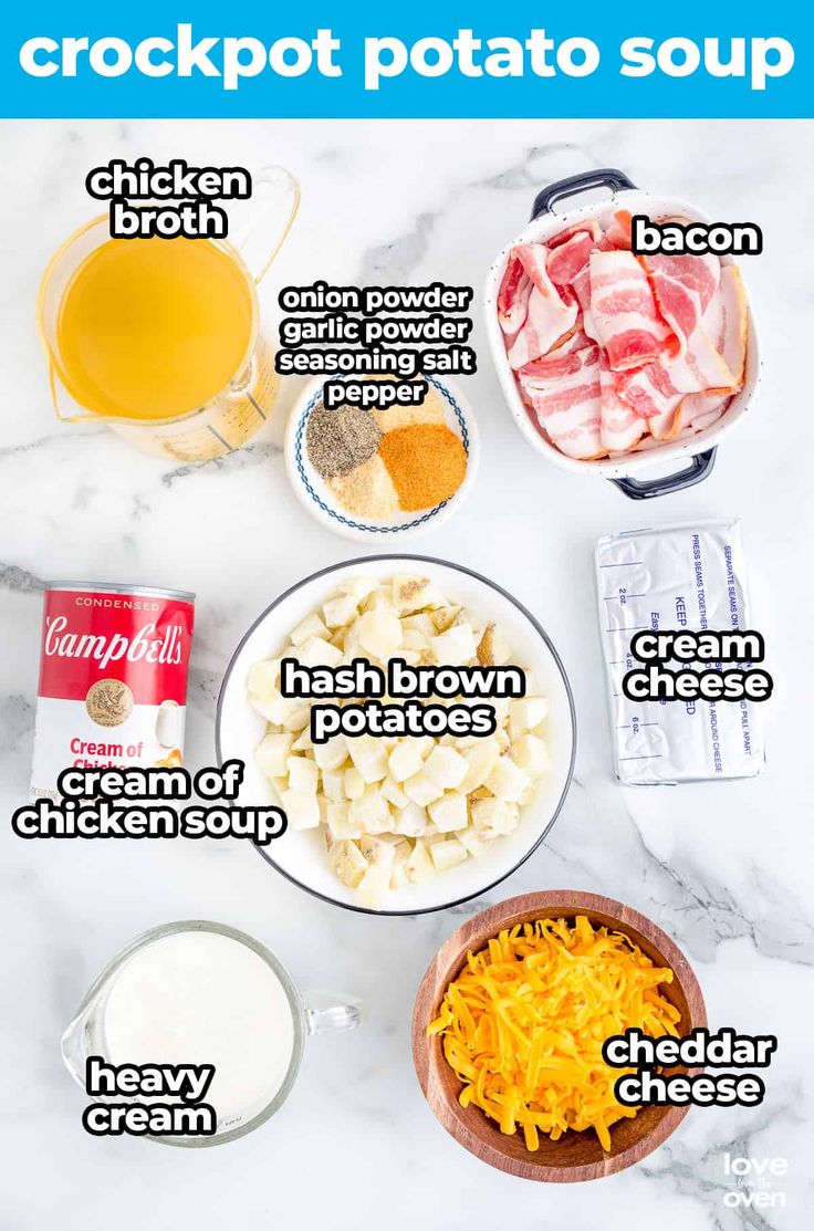 the ingredients to make crockpot potato soup