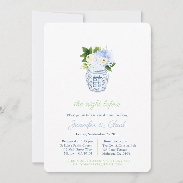 Elegant Blue And White Wedding Rehearsal Dinner Invitation  Zazzle Welcome Dinner Wedding, Chinoiserie Invitation, Red White Blue Wedding, Old New Borrowed Blue, Wedding Rehearsal Invitations, Blue Bridal Shower Invitations, Rehearsal Invitations, Blue And White Wedding, Neutral Blue