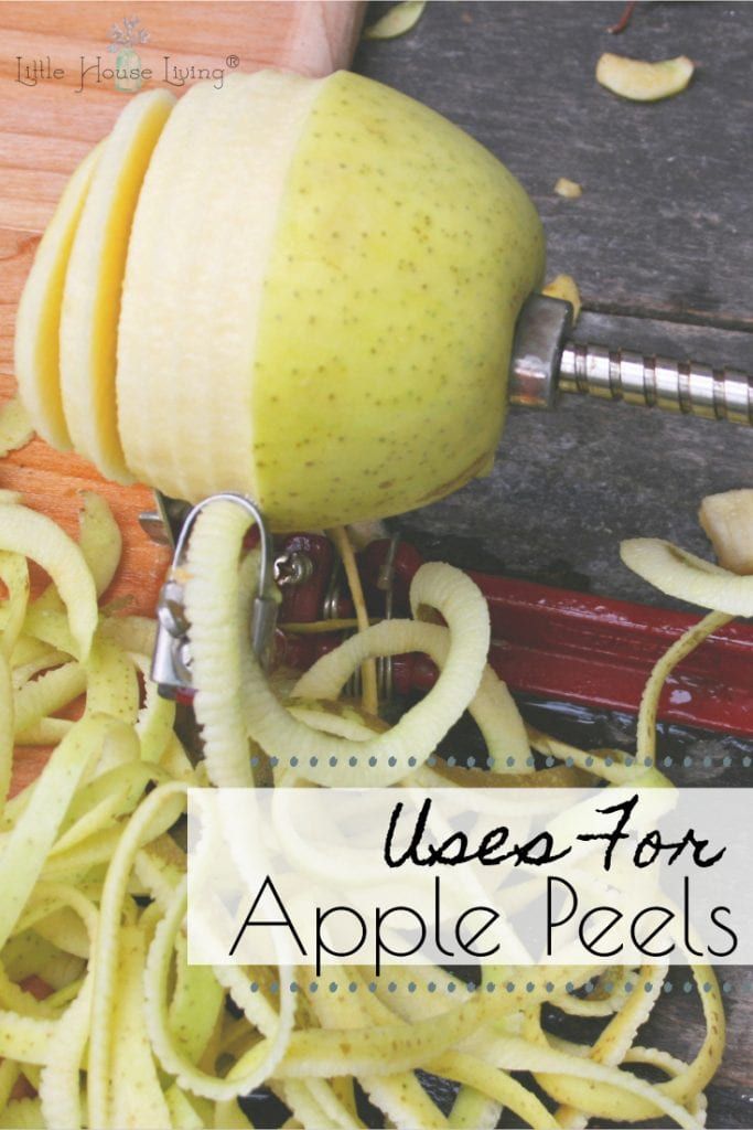 an apple peeler is being used to cut apples into pieces with the words uses for apple peels