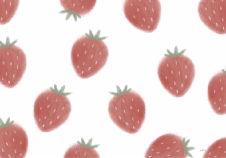 a pattern of strawberries on a white background that looks like it has been drawn