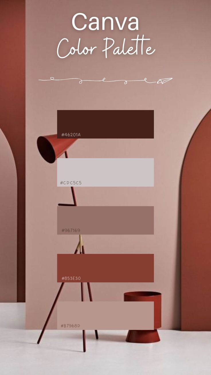 the color palette for canva's interior design project is shown in shades of red, pink and brown