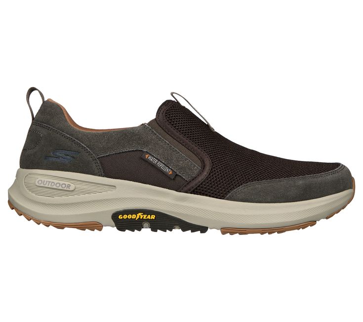 Explore the trails of nature in long-lasting cushioned comfort with the Skechers GO WALK Outdoor - Andes shoe. This pull-on walking sneaker features a breathable athletic mesh and leather trim upper with an Air-Cooled Memory Foam cushioned insole and a lightweight ULTRA GO cushioned midsole | Skechers Men's GO WALK Outdoor - Andes Slip-On Shoes Sporty Breathable Mesh Slip-on Sneakers For Outdoor, Synthetic Outdoor Slip-on Sneakers In Athleisure Style, Functional Mesh Slip-on Walking Shoes, Sporty Slip-on Sneakers With Breathable Mesh For Outdoor, Comfortable Cushioned Slip-on Sneakers For Outdoor, Comfortable Slip-on Sneakers With Cushioned Footbed For Outdoor, Sporty Outdoor Walking Shoes With Ortholite Insole, Sporty Ortholite Insole Walking Shoes For Outdoor, Functional Low-top Slip-on Sneakers For Walking