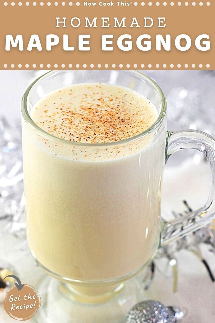 homemade maple eggnog in a glass mug