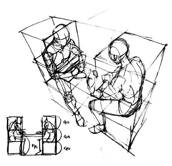 a drawing of two people sitting next to each other