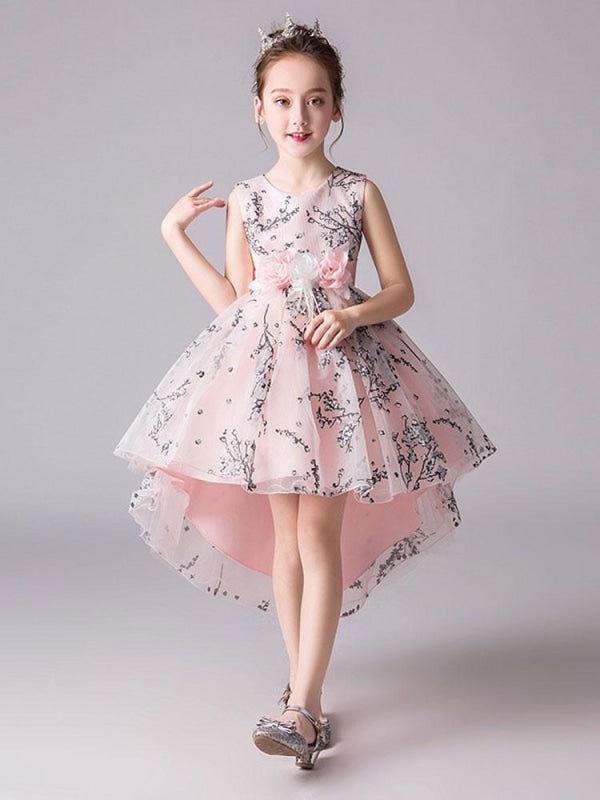 Pink Floral Princess Dress For Party, Spring Sleeveless Princess Dress, Sleeveless Dress-up Dresses For Spring, Pink Princess Style Floral Dress, Princess Style Pink Floral Dress, Pink Princess Dress With Floral Print, Princess Style Floral Print Summer Dress, Summer Princess Dress With Floral Print, Spring Princess Dress With Floral Print For Party