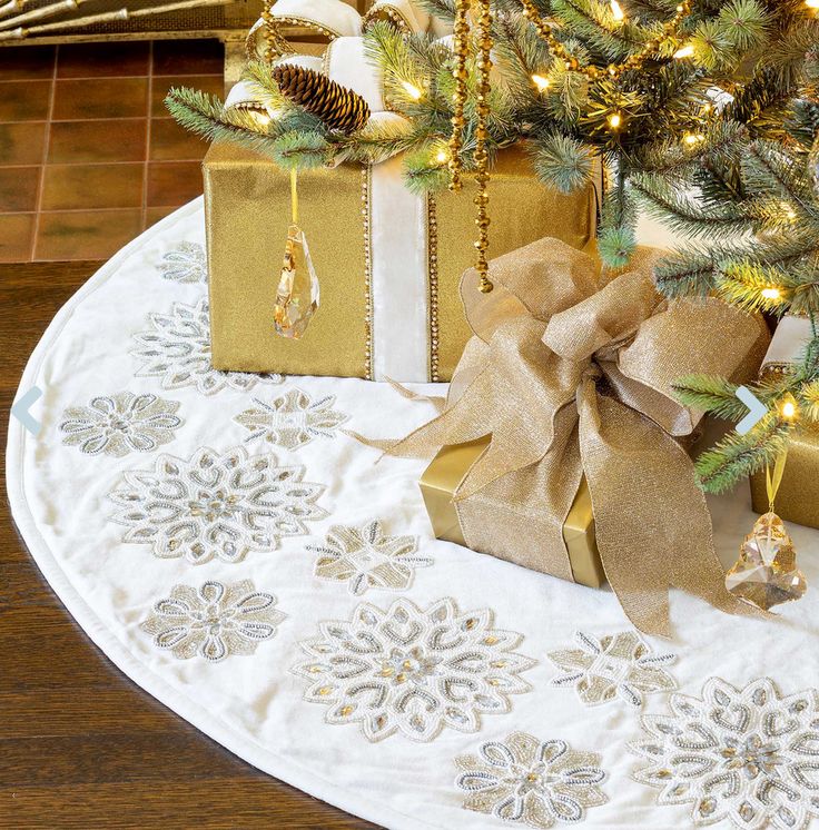 presents under the christmas tree on a table