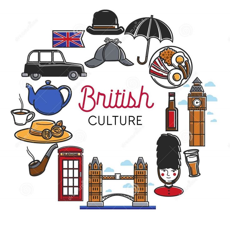 the british culture is depicted in this hand drawn illustration stock photo - image 34897