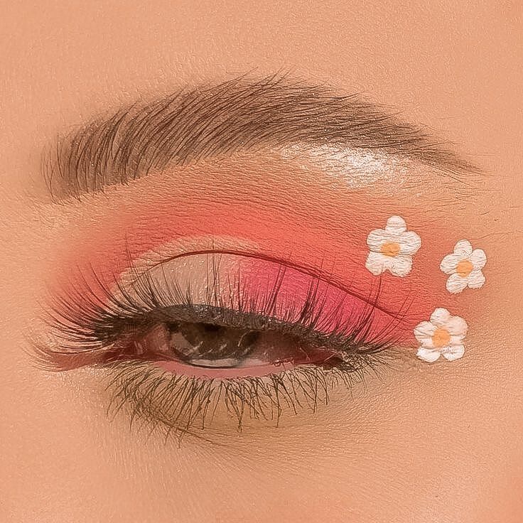 Cute Eye Looks Eyeshadows, Flower Makeup Looks Easy, Cute Spring Makeup Looks, Makeup Looks Flowers, Cute Fun Makeup Looks, Fair Makeup Ideas, Cute Easter Makeup Ideas, Flower Eyeshadow Looks, Easter Makeup Ideas Simple