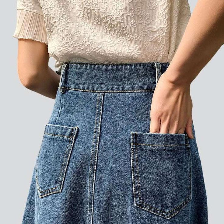 Make a bold statement this spring with our street-style inspired 2023 Spring-Summer a-line button-down denim skirt! Crafted with a high-waisted. slim fit silhouette and classic buttoned closure. this vintage-inspired piece is the perfect balance of fashion and comfort.Key Highlights: A-line Silhouette: Perfectly captures the effortless look of a vintage skirt with a contemporary. a-line fit. Buttoned Closure: Crafted with classic buttons for a timeless look. High-waisted Fit: Designed to hug you Non-stretch High Waist Denim Skirt For Spring, High Waist Denim Skirt For Spring, Trendy High-waist Non-stretch Denim Skirt, Trendy High Waist Non-stretch Denim Skirt, Non-stretch Denim Blue Short Skirt, Non-stretch Mid-rise Denim Skirt For Spring, High Waist Denim Skirt For Fall, Chic Non-stretch Denim Skirt, Denim Blue High Waist Skirt With Button Closure