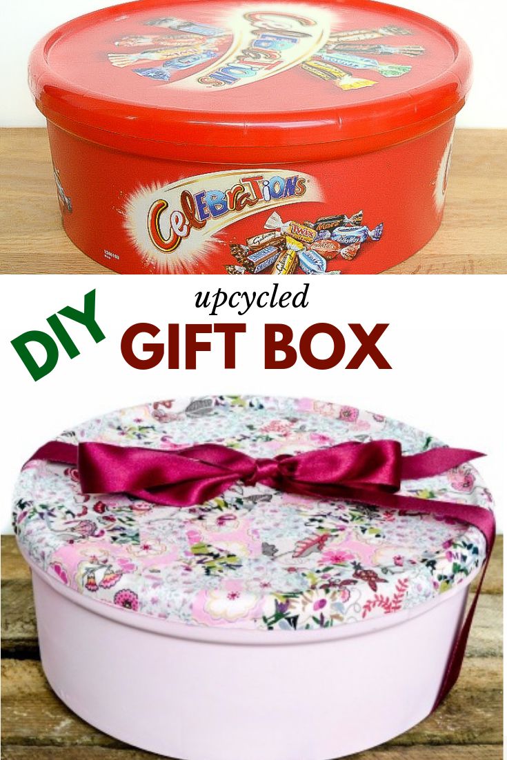 an upcycled gift box is shown with the words diy upcycled on it