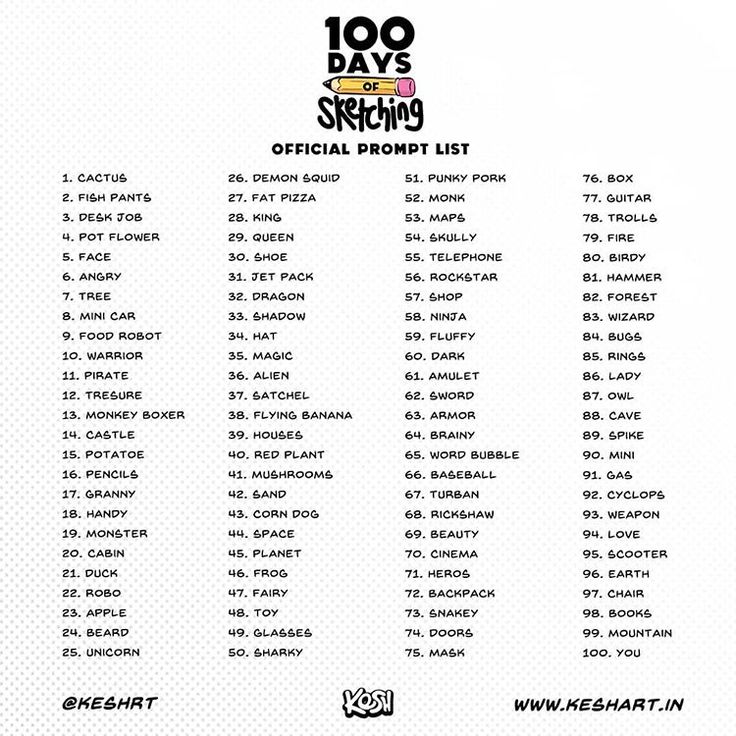 the official print list for 100 days of stringing