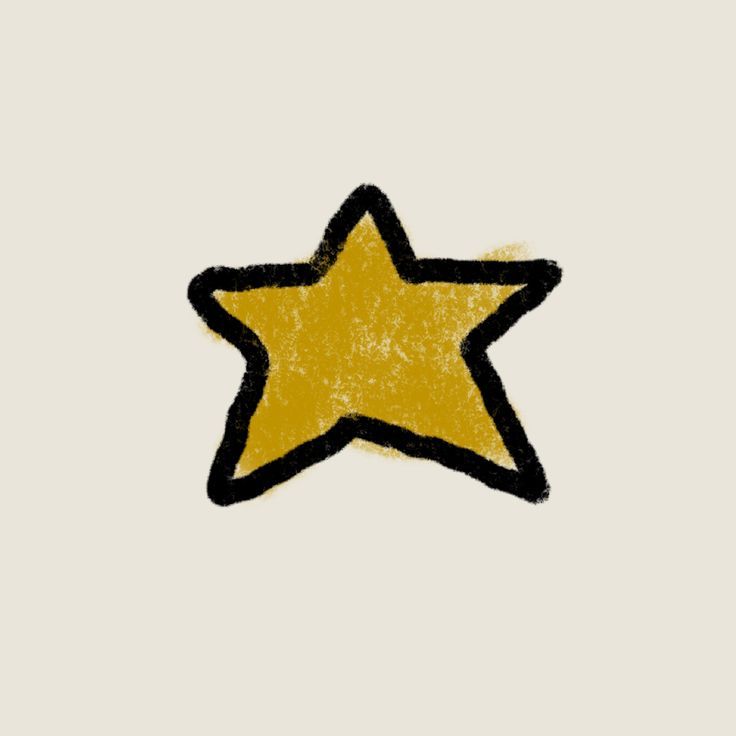 a drawing of a yellow star on a white background