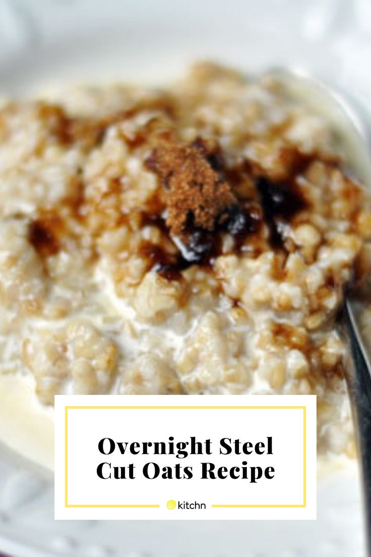 overnight steel cut oats recipe on a white plate