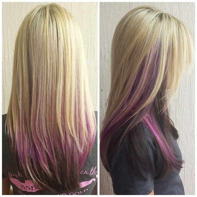 Pastel underneath color Fabulous Underneath hair color Ideas For girls - Color de pelo debajo Purple And Teal Peekaboo Highlights, Blonde Pink, Peekaboo Hair, Purple Highlights, Fun Hair, Hair Color And Cut, Blonde Pixie, Long Bob, Pretty Hair