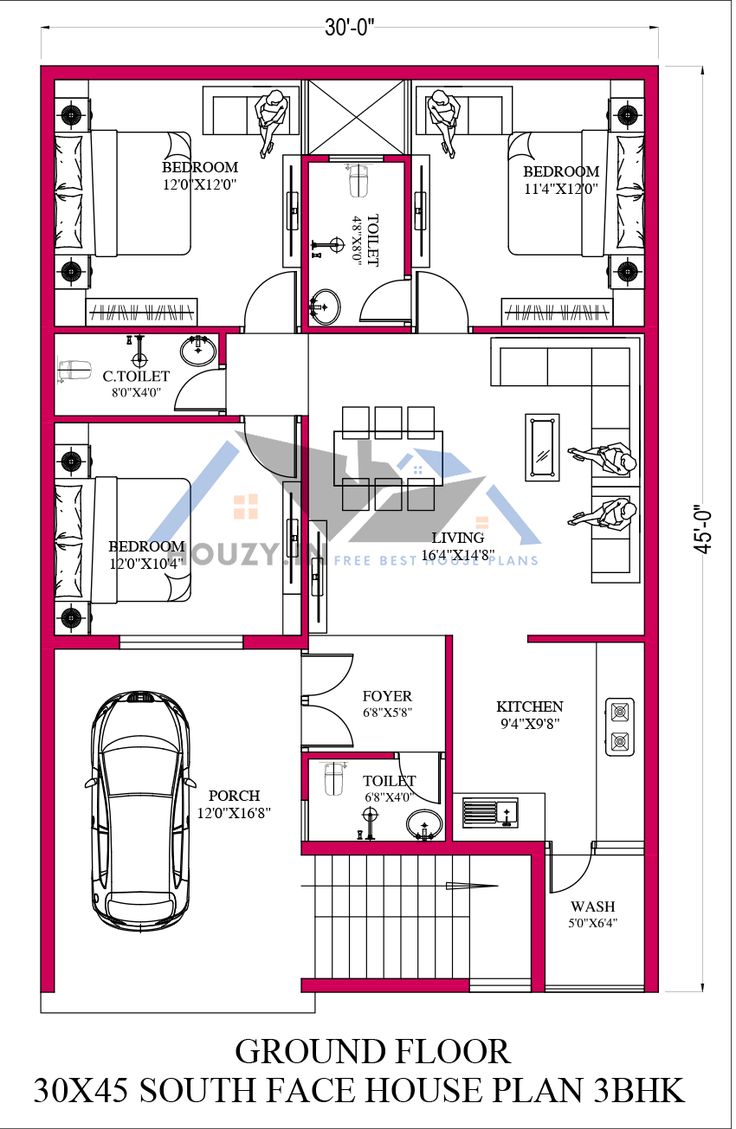 the floor plan for a 3 bedroom house