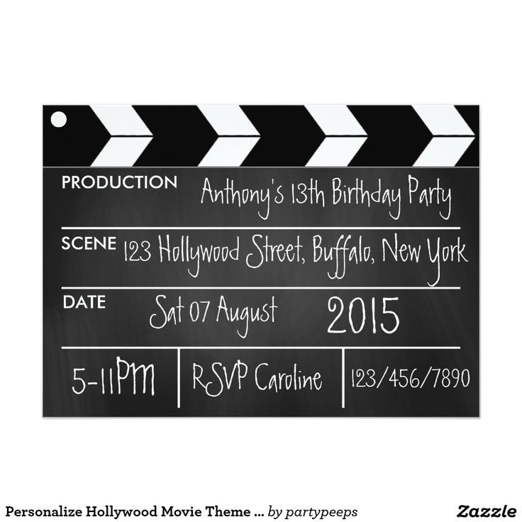 a black and white movie clapper birthday party sign