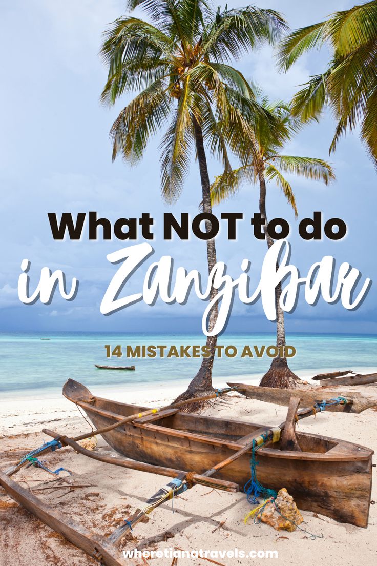 a boat on the beach with palm trees in the background and text overlay that says what not to do in zanipau