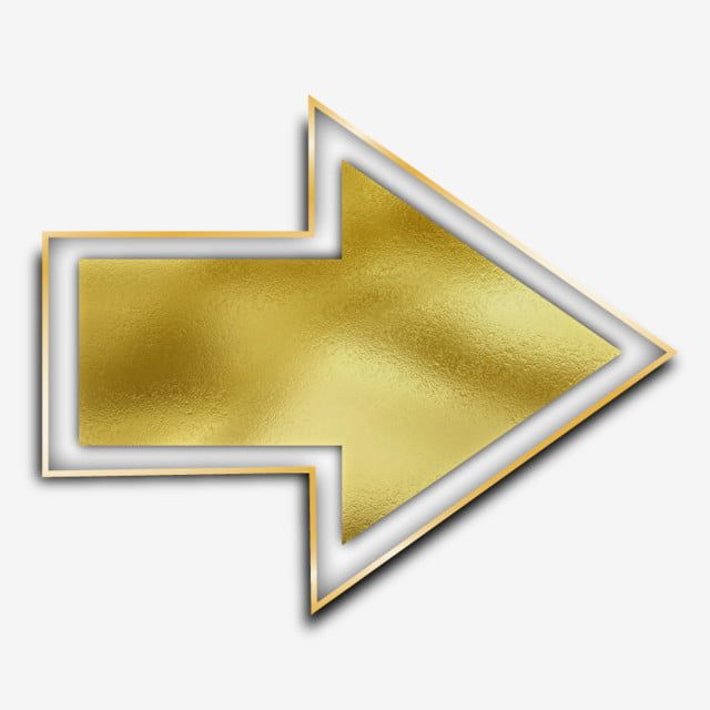 an arrow pointing to the left with gold paint on it's side and white background