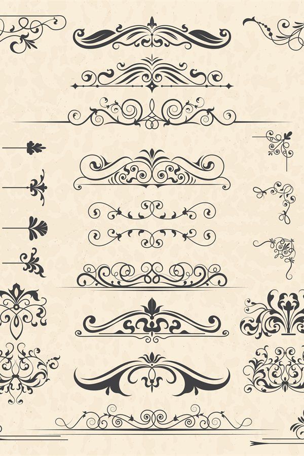 a set of ornate design elements