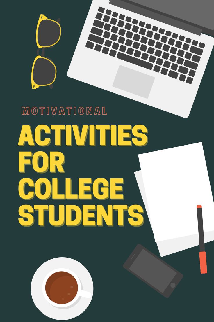 the cover of motivational activities for college students with coffee, laptop and eyeglasses