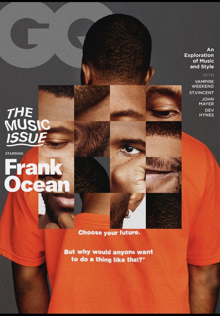 the front cover of gq magazine featuring frank ocean